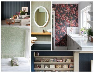 Collage of 5 Ways to Use Farrow & Ball Wallpaper